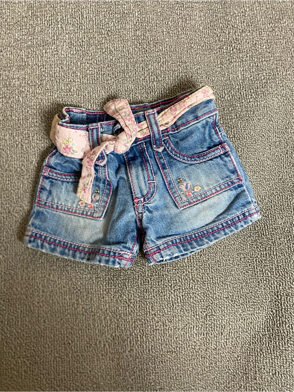 Wrangler Baby Denim Shorts with Pink Floral Belt